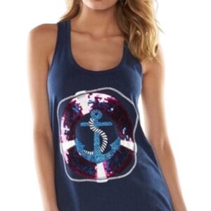 Juicy Couture Blue Sequin Tank Top, Size L